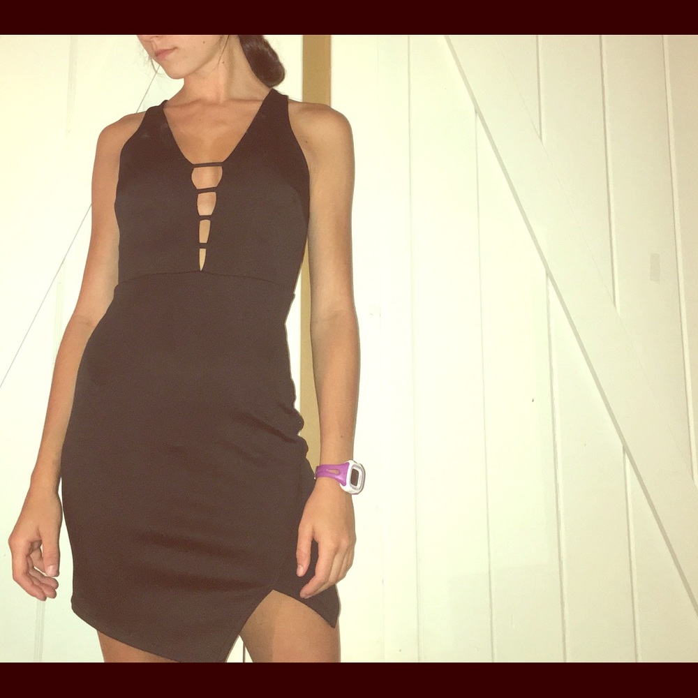 Black low cut minidress